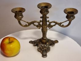 Antiker 3-armiger Kerzenhalter Messing um 1900
