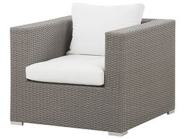 Beliani-Loungesessel Rattan MAESTRO II, Taupe/Cremeweiss