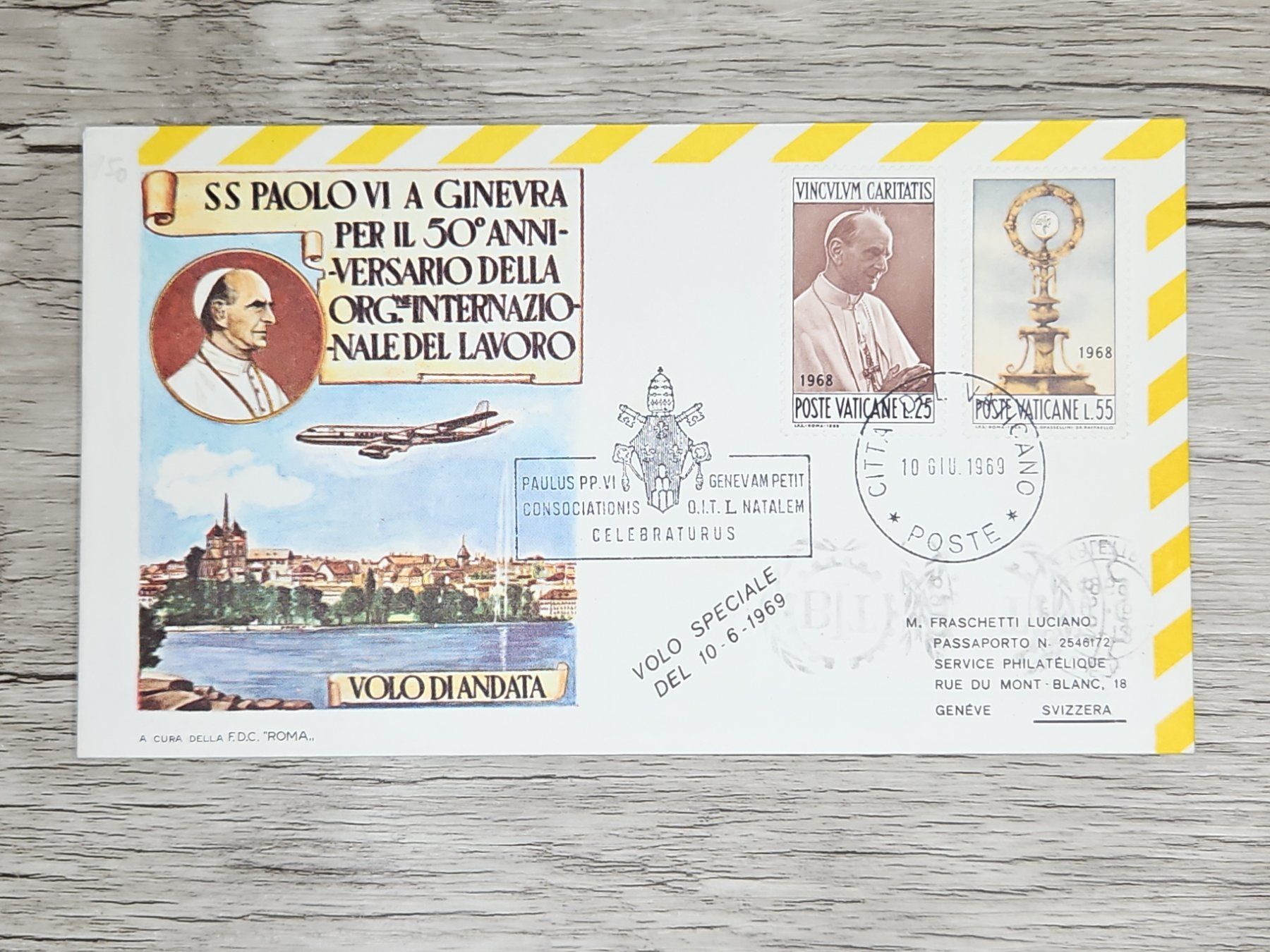 Tutti i francobolli: CL05 Enveloppe + Timbre Poste Vaticane 1970 – Usato da Cousset venduto da Patrick_Collections