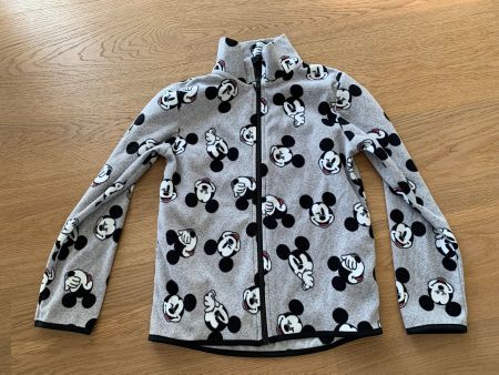 Fleece Jacke grau mit Mickey Mouse Gr. 134--140