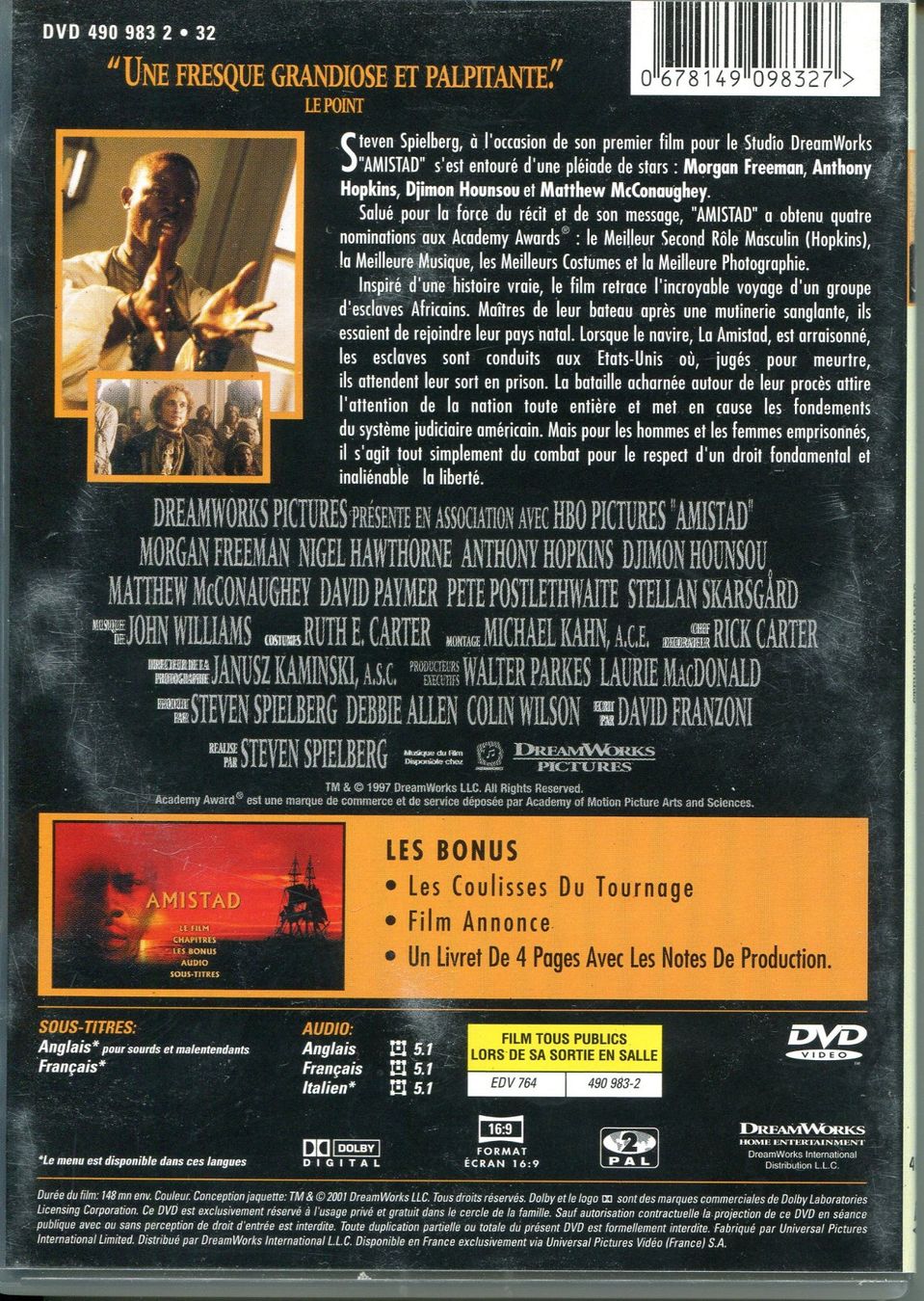 Tutti i DVDs: AMISTAD   -  DVD – Usato da Les Avants venduto da soyouz63 1