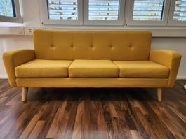 Gelbes Sofa Drei Sitze Stoff Guter Zustand