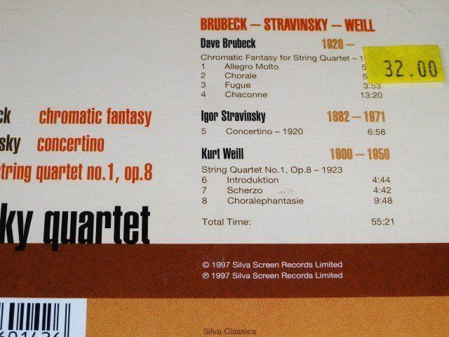 CD: Brodsky Quartet - Dave Brubeck, Kurt Weil, Igor Stravinsky – Usato da Unterbäch VS venduto da Plasido 2