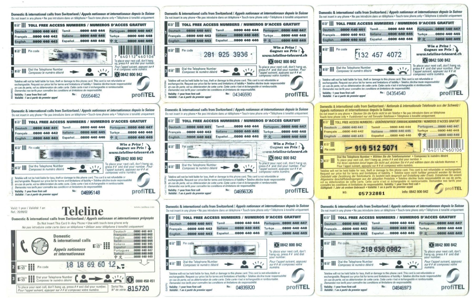 Cartes de téléphone: 9 Teleline Telefonkarten – D'occasion à Zürich par Tolima194 1