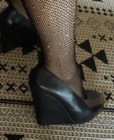Eleganti scarpe con zeppa nere, taglia 39/39.5