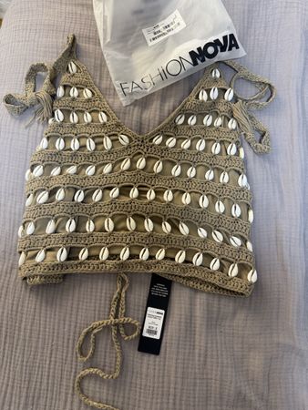 Fashion Nova Top Muschel Häkeln Braun Grösse S Neu