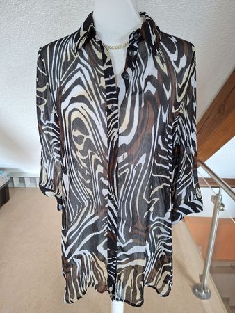 Kingfield Sommer Bluse Gr. 40 Zebra Look durchscheinend