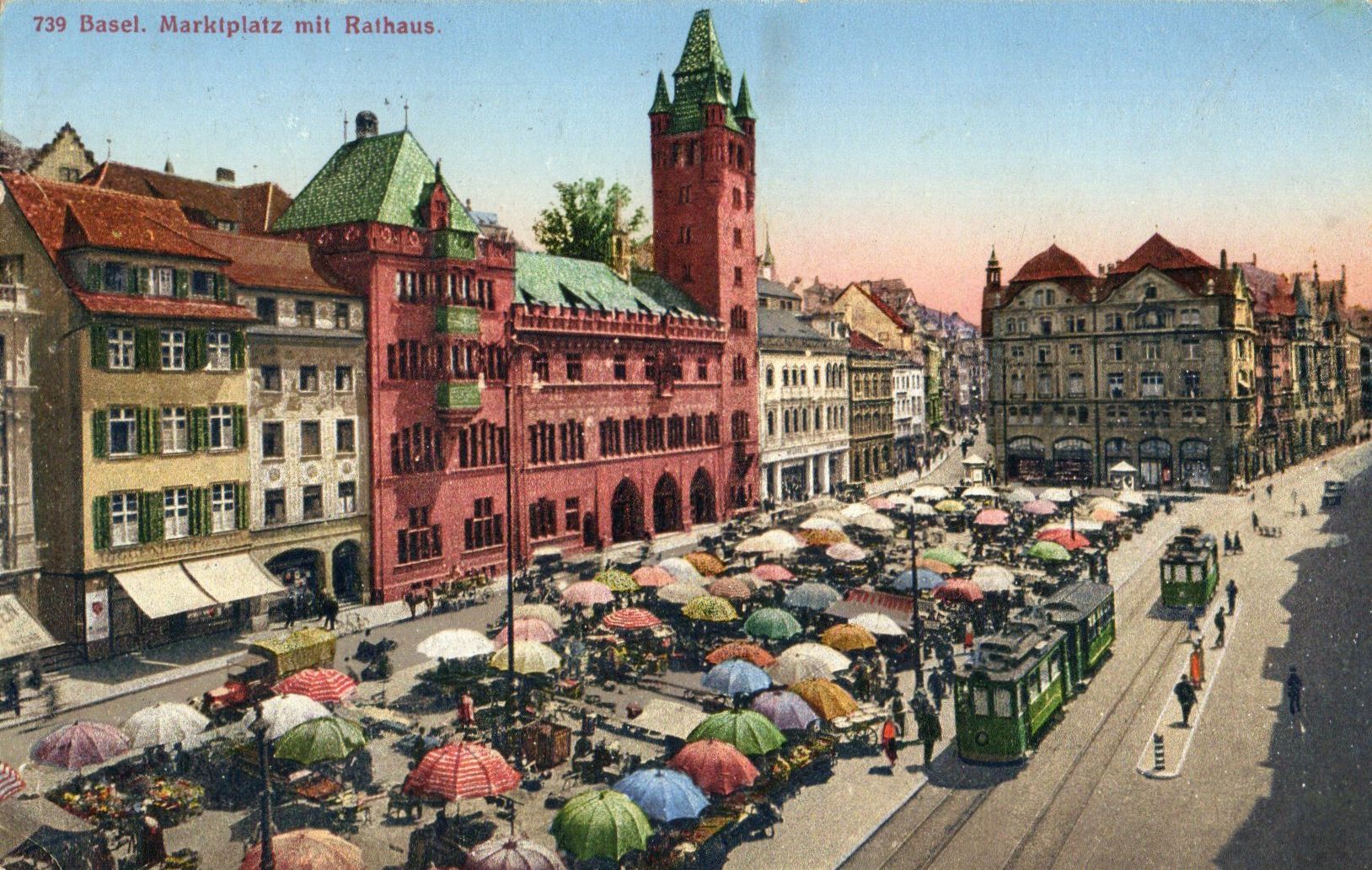Cartoline postali: Basel - Marktplatz mit Rathaus – Usato da Melano venduto da pisonsdro