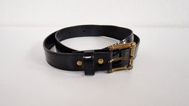 Damen Taillengürtel 61-81.8cm Schwarz Lack Kunstleder