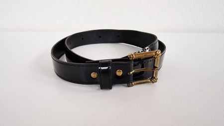 Damen Taillengürtel 61-81.8cm Schwarz Lack Kunstleder
