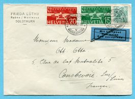 Brief von Solothurn nach Frankreich 1937