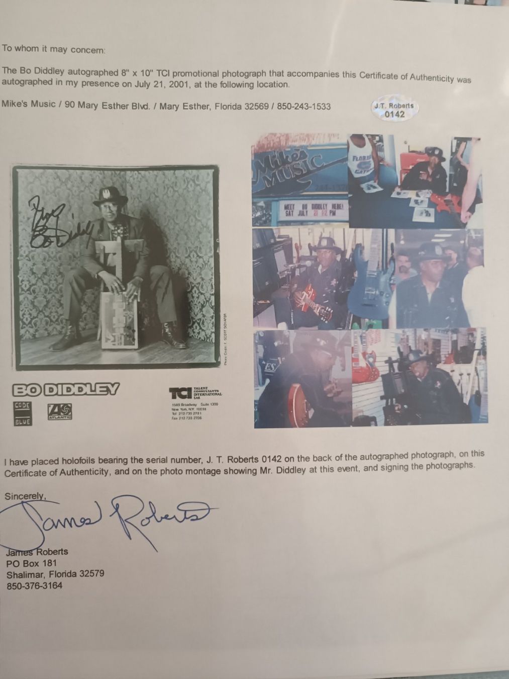 Autografi: Bo Diddley - 20x25cm Promofoto - handsigniert – Usato da Menziken venduto da Artographs 2