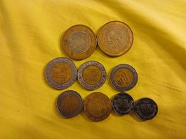 Lot de pièces mexicaines variées 1, 2, 5 pesos et 50 centavo