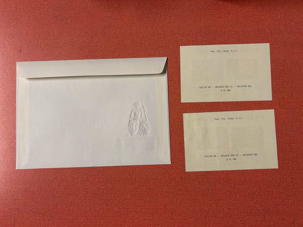 Tutti i francobolli: NABRA 1965 Bern Briefmarken Set mit Umschlag. – Usato da Lanzenhäusern venduto da vic63 3