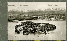 AK sw Luftbild Alpstein bis BE Alpen v Insel Mainau D ≈ 1950