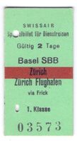 Billette Basel SBB - Zürich - Zürich Flughafen (Swissair)