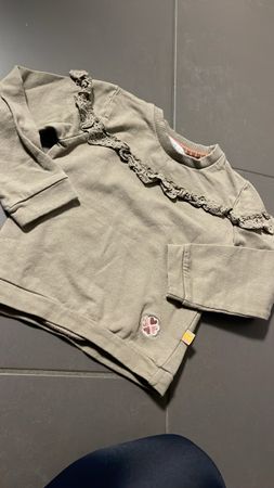 Lucky Kids Shirt, Khaki mit Spitze, Grösse 92/2, Top!