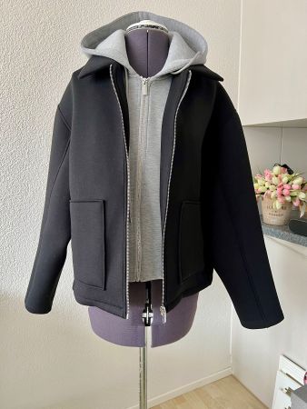 Lässige Mango Jacke – Gr. XL  Schwarz/Grau mit Kapuze ✨
