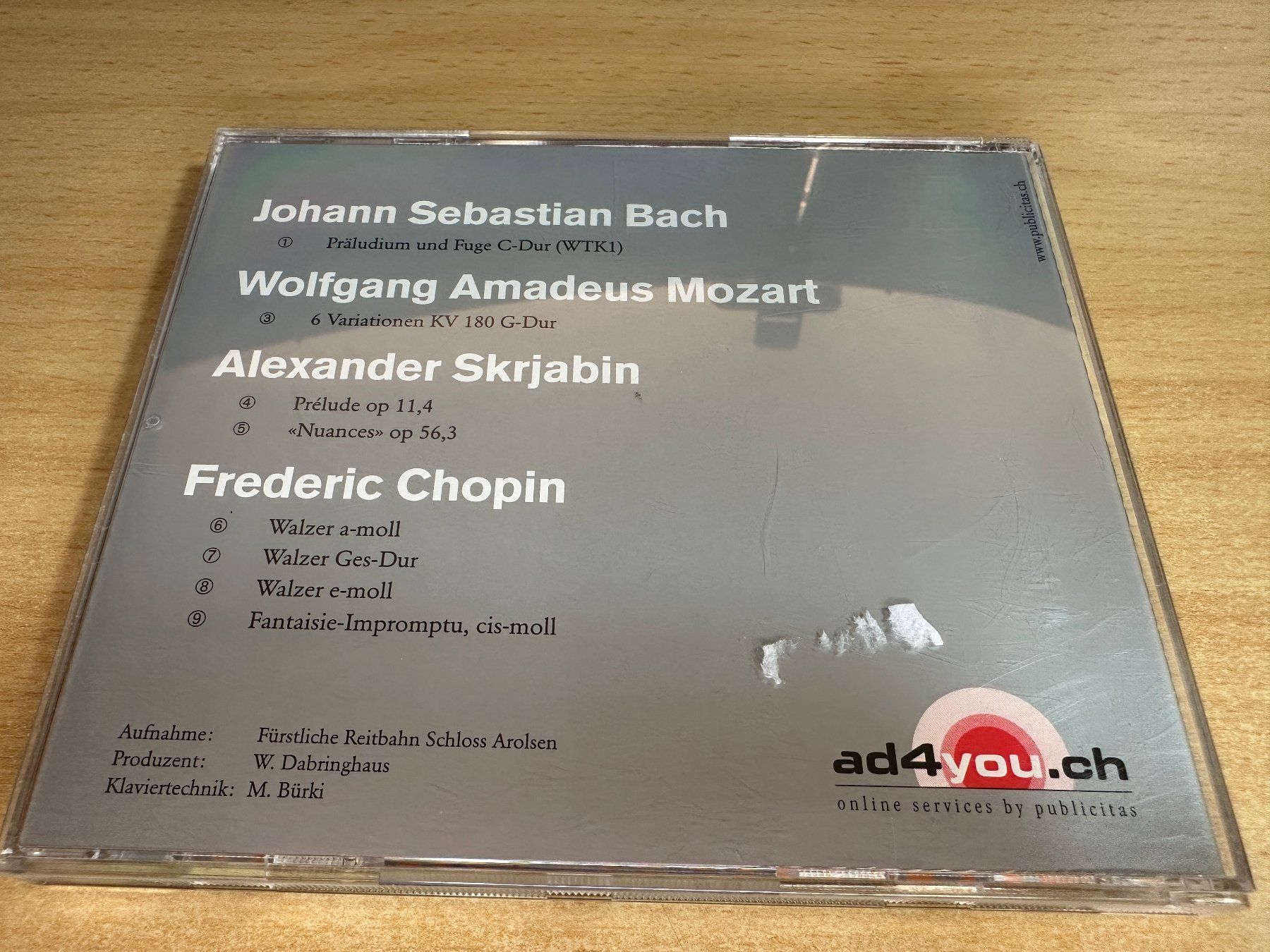 CDs: K1 Adrian Tanski Klavier-Recital – D'occasion à Rikon im Tösstal par Alpenmutz 1