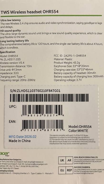 Cuffie: Acer Wireless Headsets OHR554 – Usato da Finsterhennen venduto da spe_j6zr 1