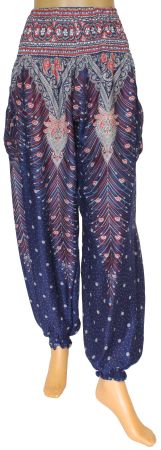 Pumphose Ballonhose Pluderhose Pfauenfeder aus Viskose