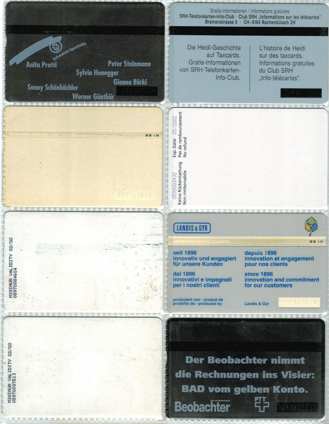 Telefon- & Taxkarten: 8 Taxcards – Gebraucht aus Zürich von Tolima194 1