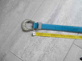 Gürtel, PVC mit Lederabseite, 100 cm lang, dunkelsmaragd