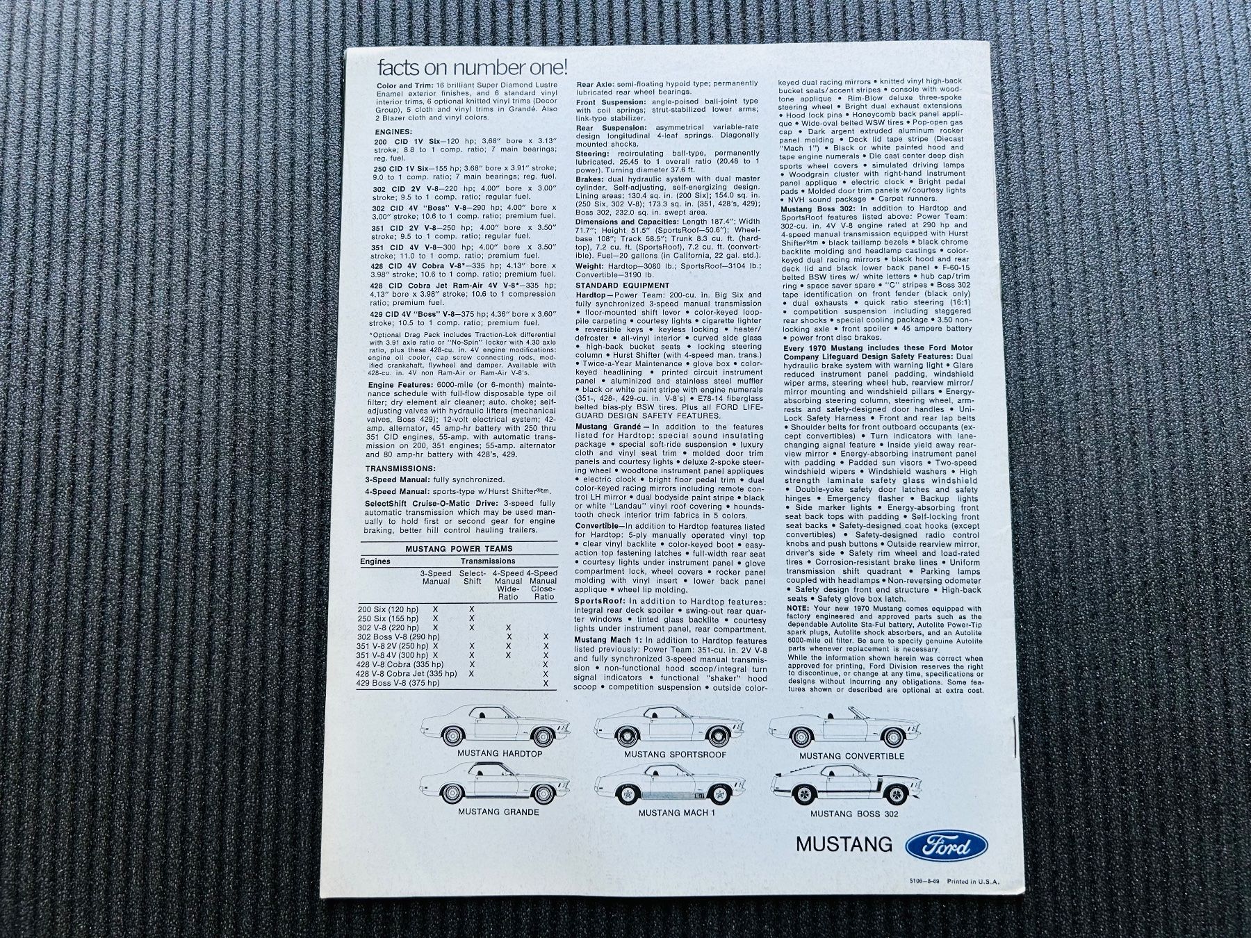Ford Dokumente: Ford Mustang Original Brochure 1970 – Gebraucht aus Herrliberg von Nomad504 6