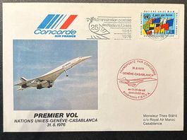 Lettre Concorde 1er vol Nations Unies Casablanca