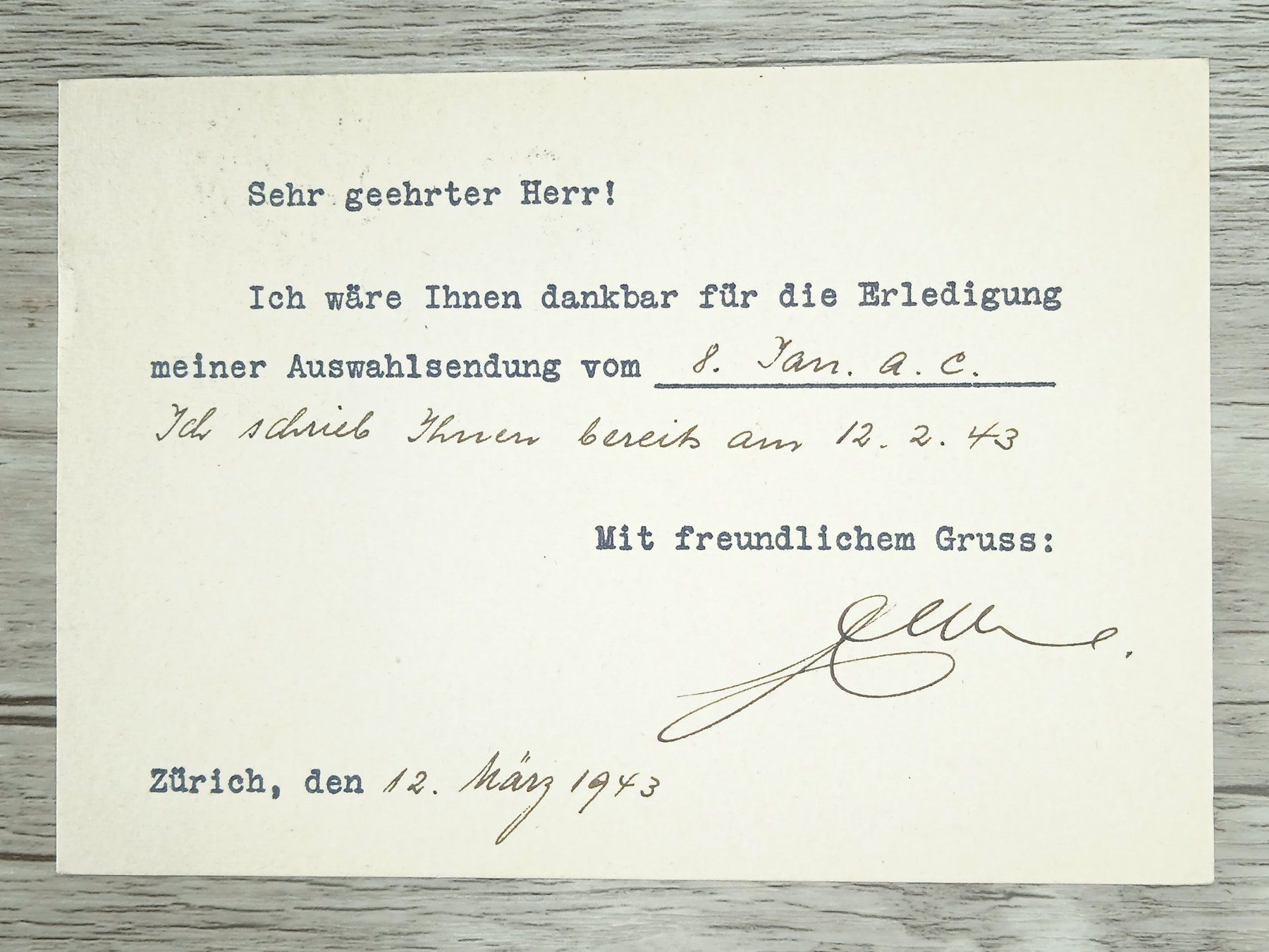 Tutti i francobolli: TR105 Carte Postale Suisse + Timbre 1943 – Usato da Cousset venduto da Patrick_Collections 1
