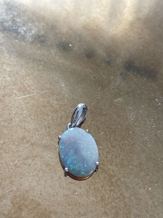 Sterling Silber Blauer Opal Ring - Größe 8,5