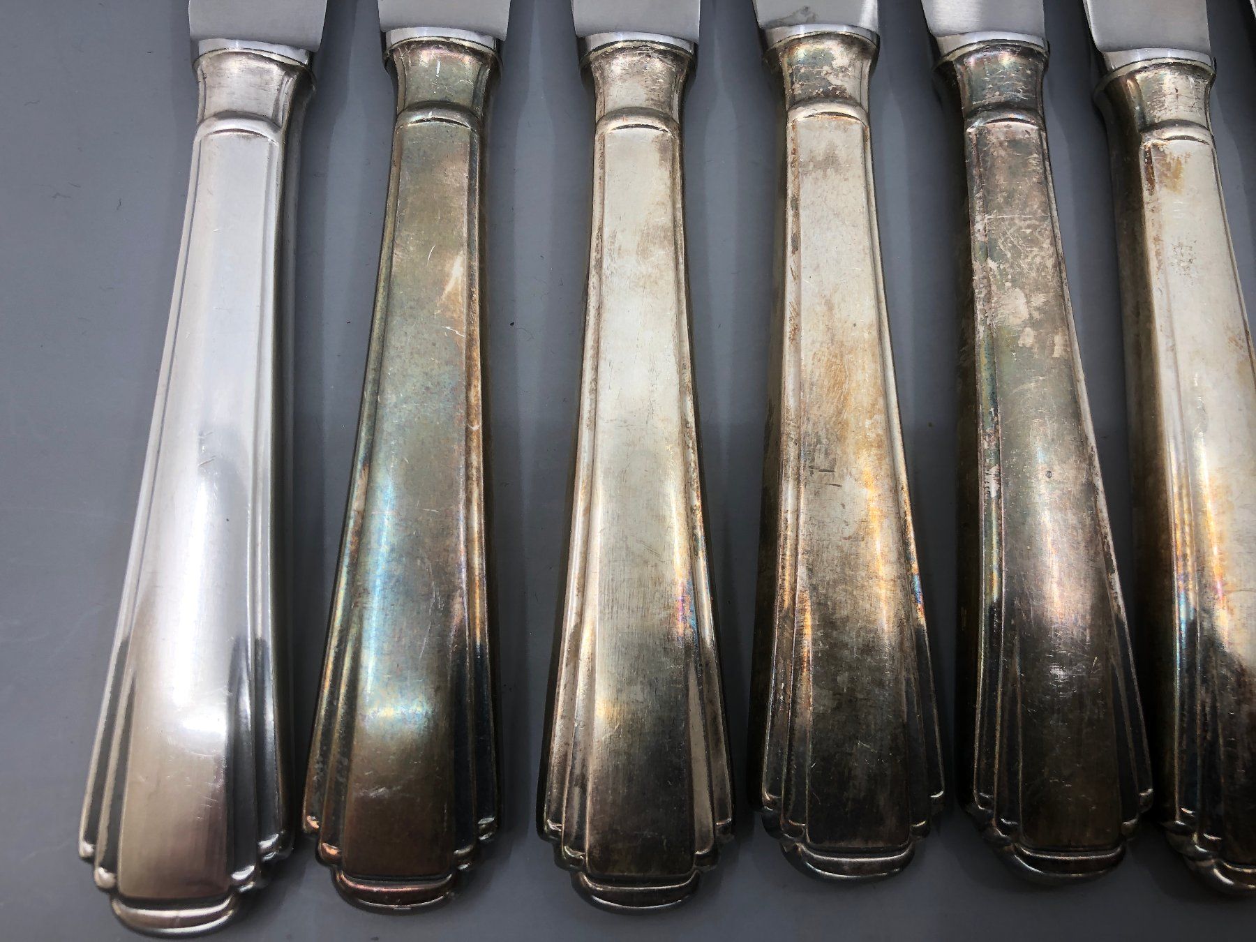 Posate: 10 Tafelmesser versilbert Art Deco – Usato da Basel venduto da Tiabeanie 2