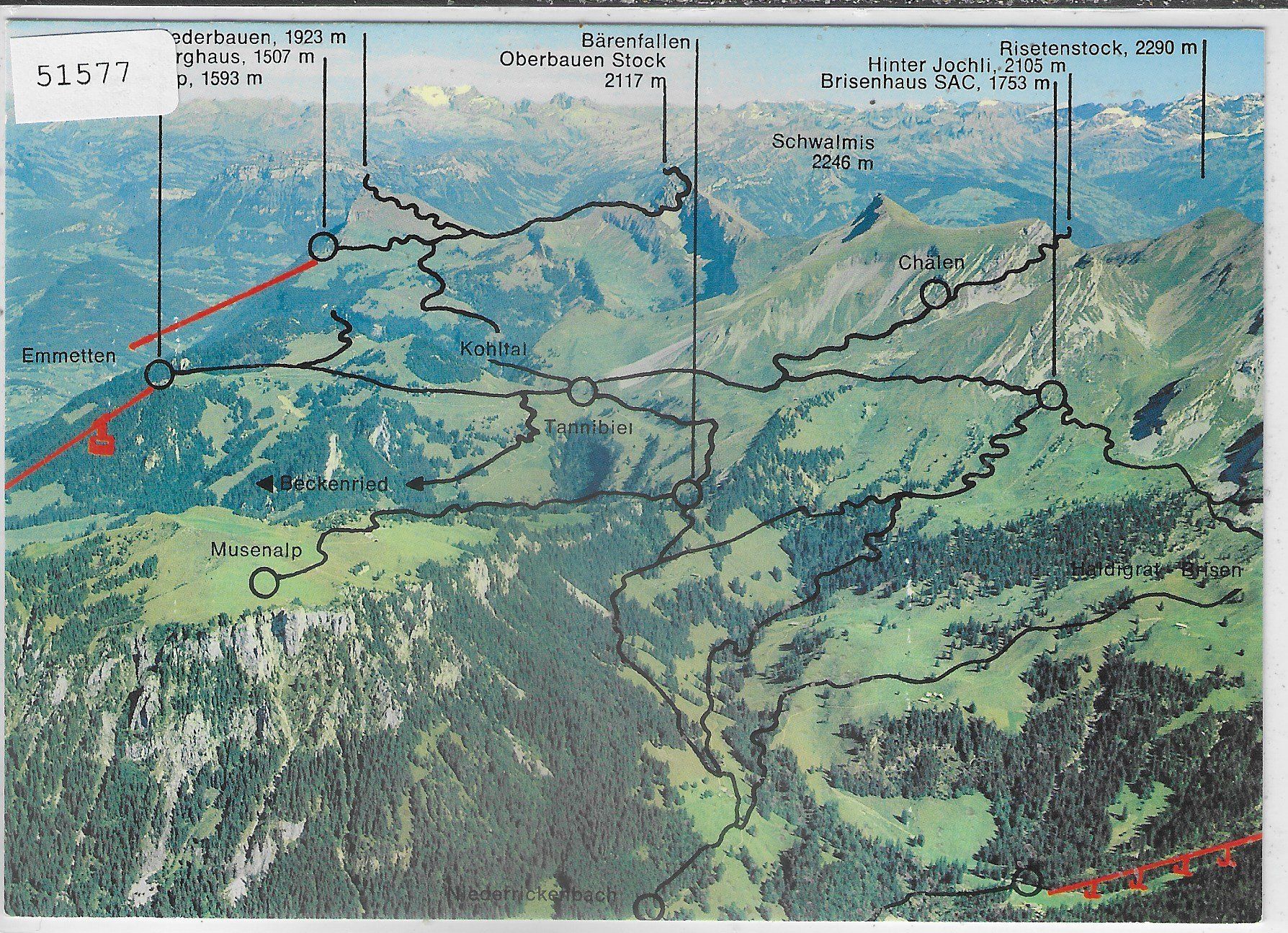 Cartoline postali: Wandergebiet Klewenalp Panorama – Usato da Ettingen venduto da Kartenplanet