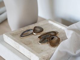 6x Gold-plattierte Achat Serviettenhalter