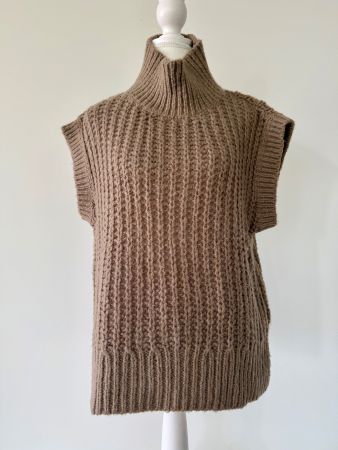 Strickweste Braunton mit Stehkragen Gr. S/M Neu