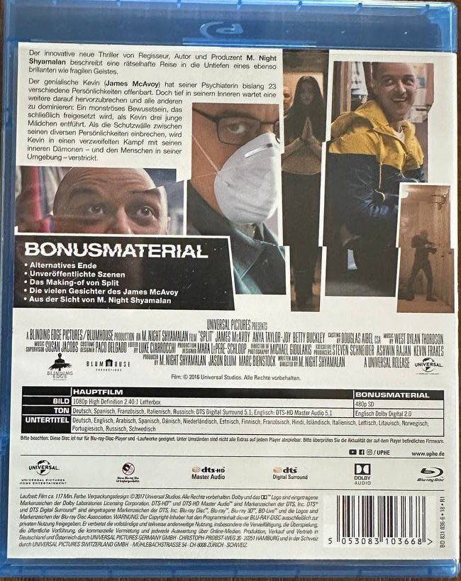 Tutti i DVDs: M. Night Shyamalan's Split - Blu-ray - Top Zustand! – Usato da Beringen venduto da Mantafisch1 1