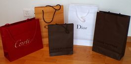 5 Papiertüten 2 Louis Vuitton, Cartier, Dior, T0D'S