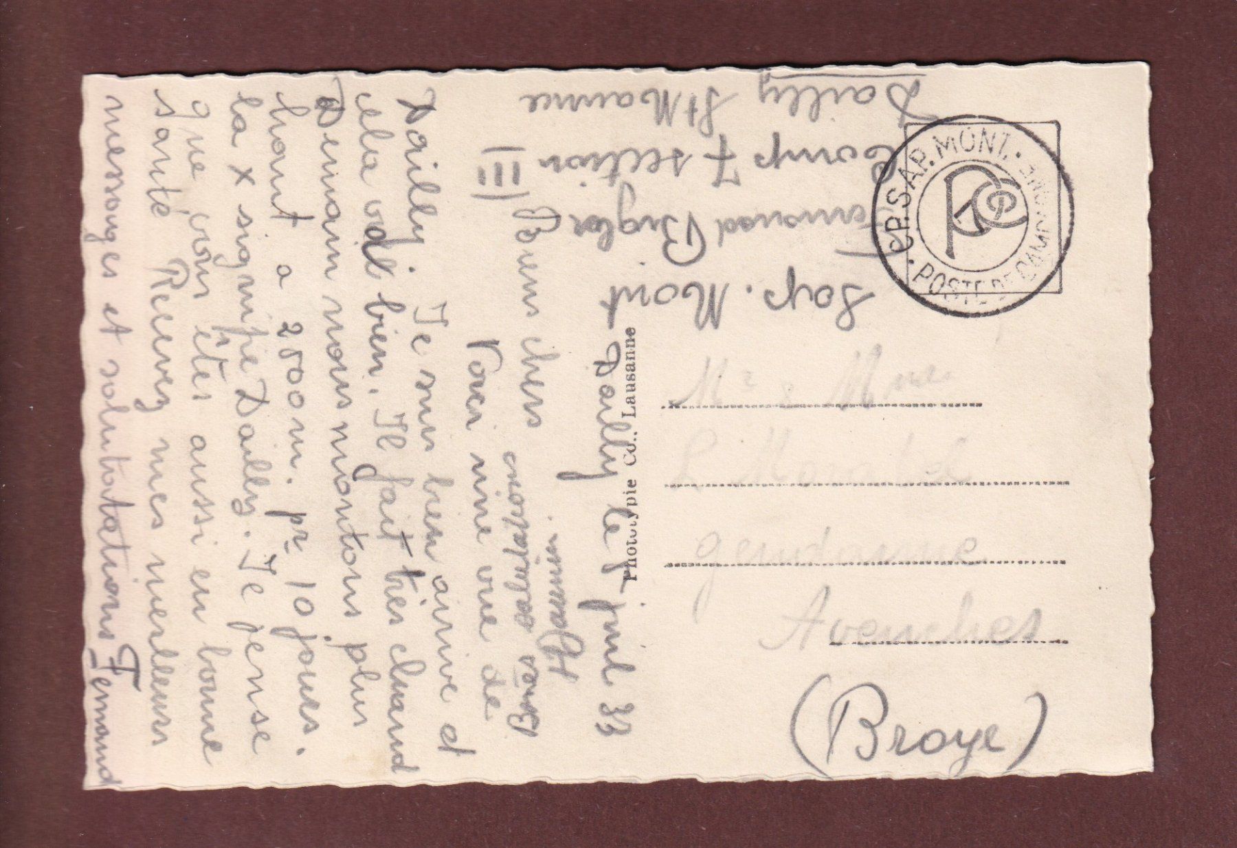 Cartoline postali: DENT DE MORCLES - 1933 Feldpost – Usato da Pully venduto da nicecards-shop 1