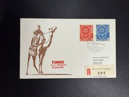 Swissair Erstflugbrief Zürich - Tunis 1964