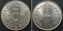 ALGERIEN 5 Dinars 1972 10 Jahre Unabhängigkeit FAO Nickel
