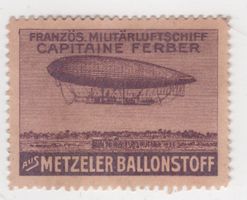 Historische Luftfahrtvignette von METZELER Capitaine Ferber