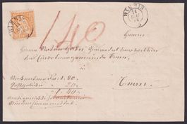 WIMMIS BE, 1866, 20Rp. Sitzende Helvetia Nr. 32, Nachnahme