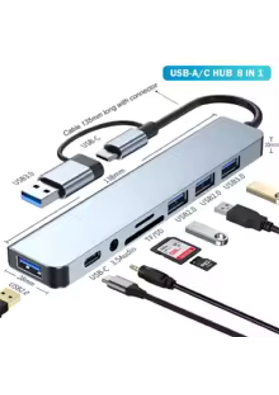 Docking station: USB 3.0 Typ C Adapter Docking Ststion USB 2.0 Port TF SD – Nuovo e nell'imballaggio originale da Dällikon venduto da spo-eletronics-ch 1