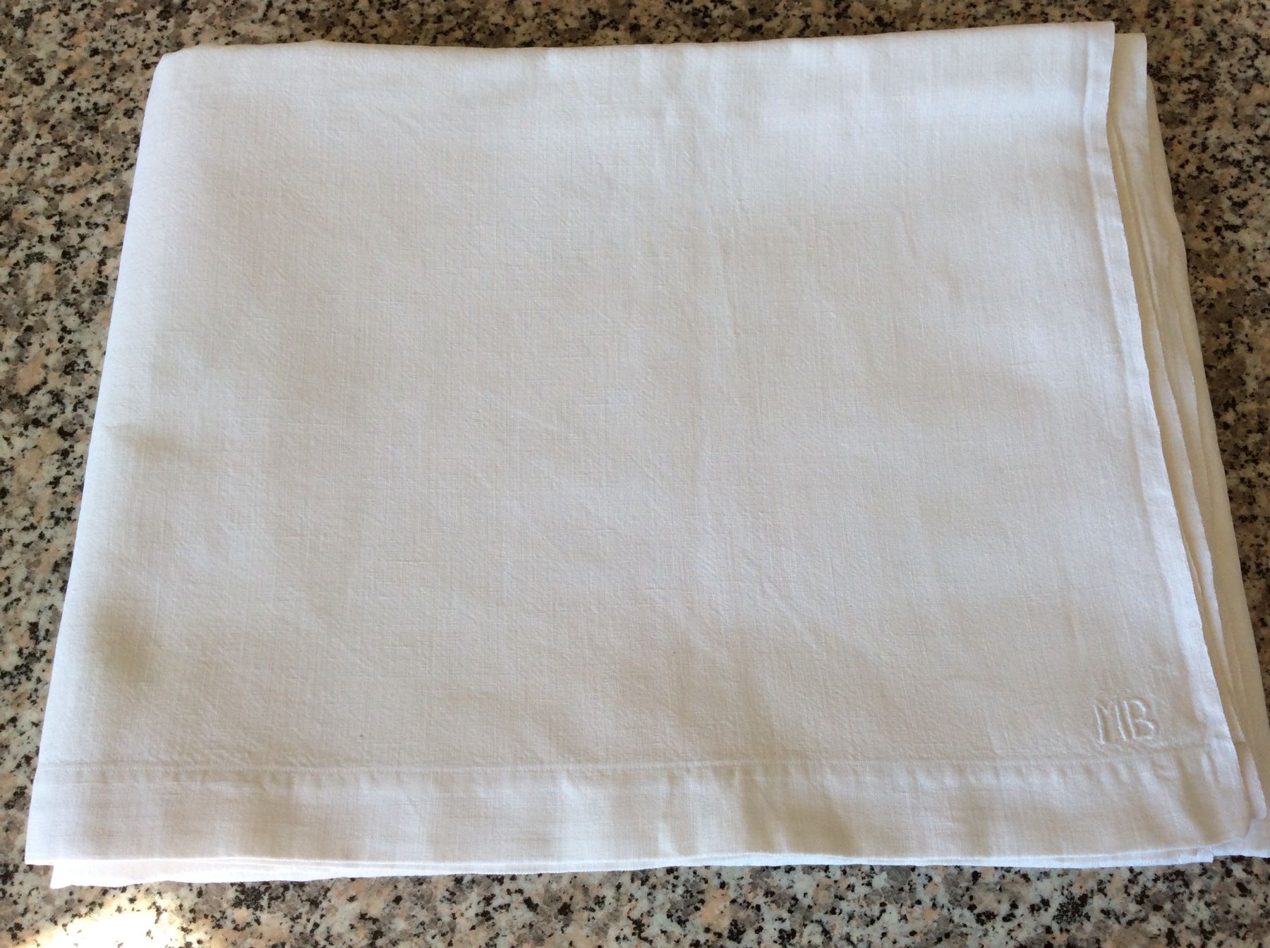 Bettwäsche: Leinen - Leintuch mit kleinem Monogramm MB – Neu (gemäss Beschreibung) aus Birwinken von chez-erna