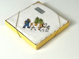 FISBA STOFFELS Taschentuch mit Alpaufzug-Motiv – Baumwolle