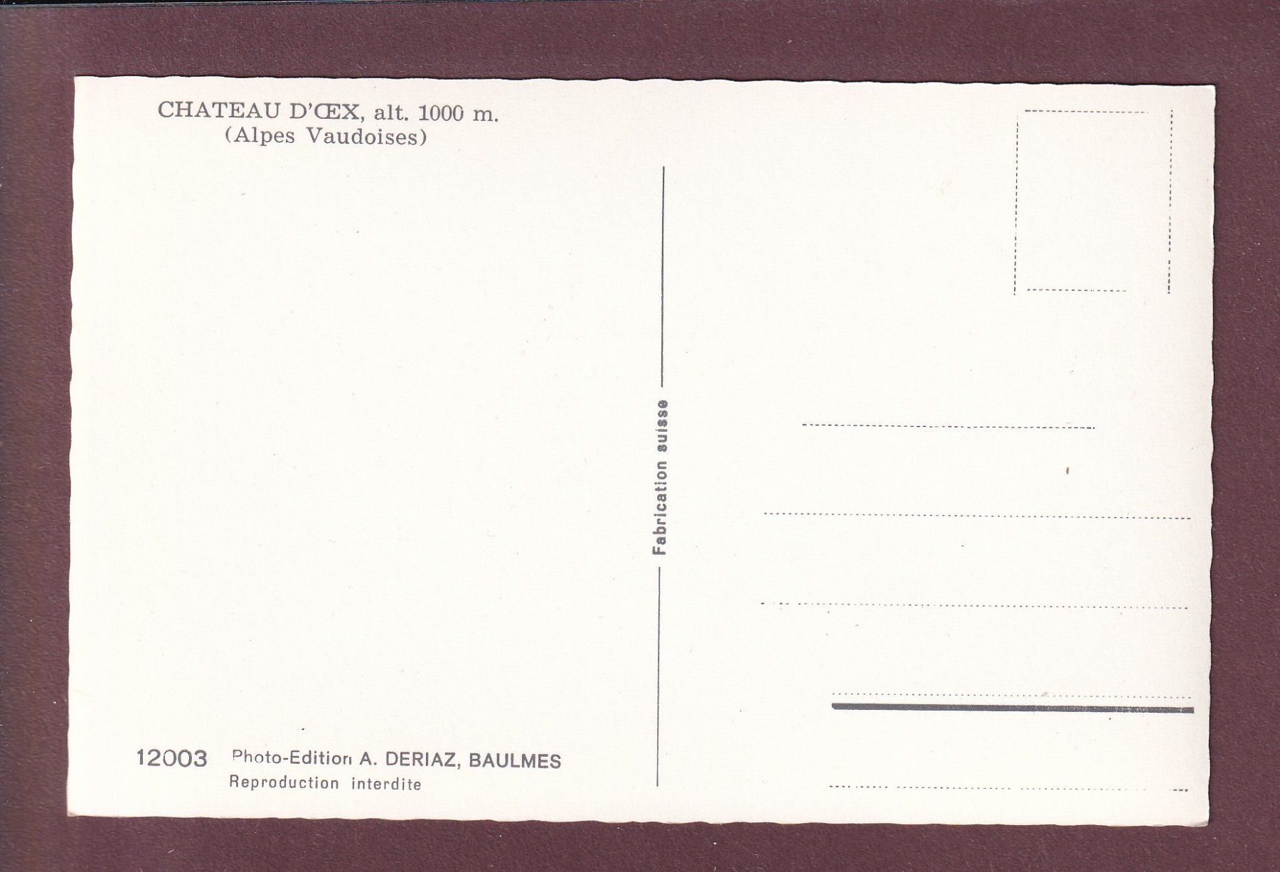 Cartoline postali: Vue aérienne - CHÂTEAU D'OEX – Usato da Pully venduto da nicecards 1