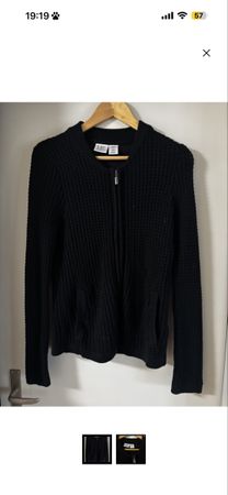 Schwarze Strickjacke mit Reissverschluss, Gr. L (44/46) -