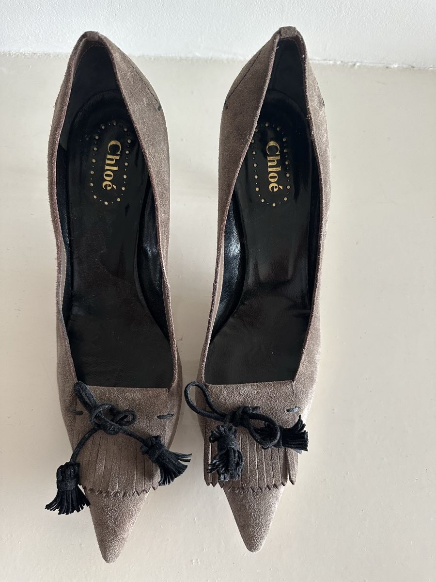 Chloé Scarpe da donna: Chloe suede taupe 7.5cm heel pumps – Usato da Genève venduto da cat2310 1