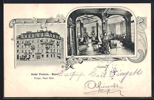 Cartoline postali: Basel, Hotel Victoria, Propr. Paul Otto, – Usato da Berlin venduto da bartko-reher