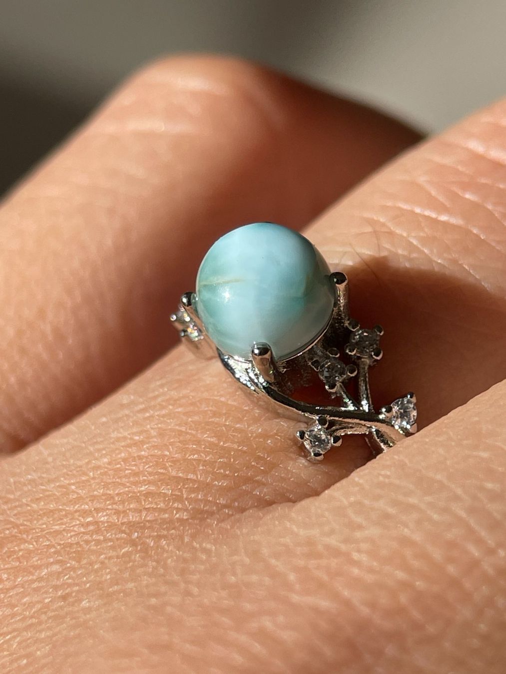 Pietre preziose: Premium Larimar Edelsteinring Naturstein – Nuovo e nell'imballaggio originale da Schiers venduto da sisikristall 1